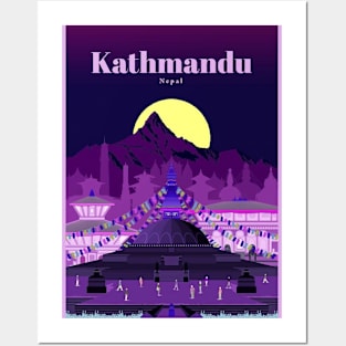 Kathmandu Nepal Vintage Travel and Tourism Everest Advertising Print Posters and Art